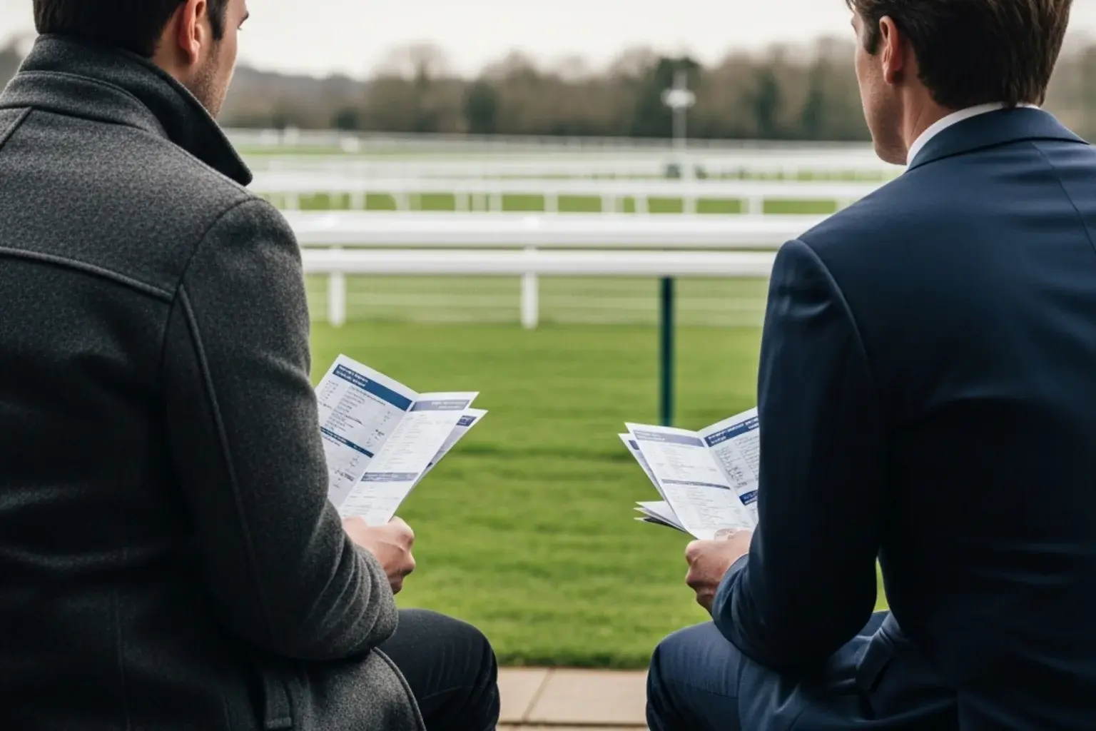 Person pausing thoughtfully before a horse racing betting terminal emphasising responsible gambling